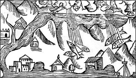 1555 engraving of rain of fish